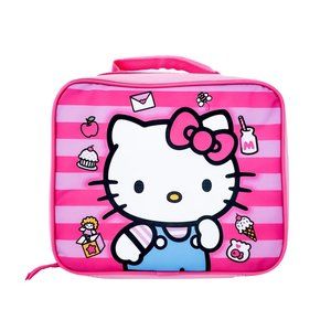 Hello Kitty Lunch Bag Kids Girls School Lunch Box Pink Stripe